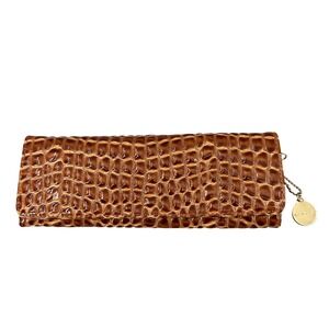 Big Buddha Brown Croc Embossed Wallet Clutch Zip Coin Purse Charm
